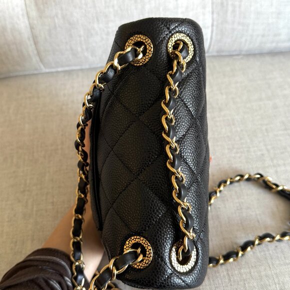 Seasonal CHANEL Two ways Full Set Grained Lambskin Quilted Mini Square Flap GHW - Picture 8 of 11